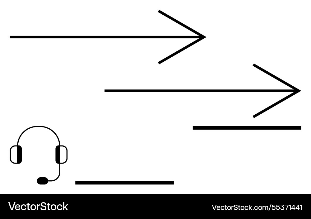 Headset with abstract arrows representing Headset with abstract arrows representing Vector Image
