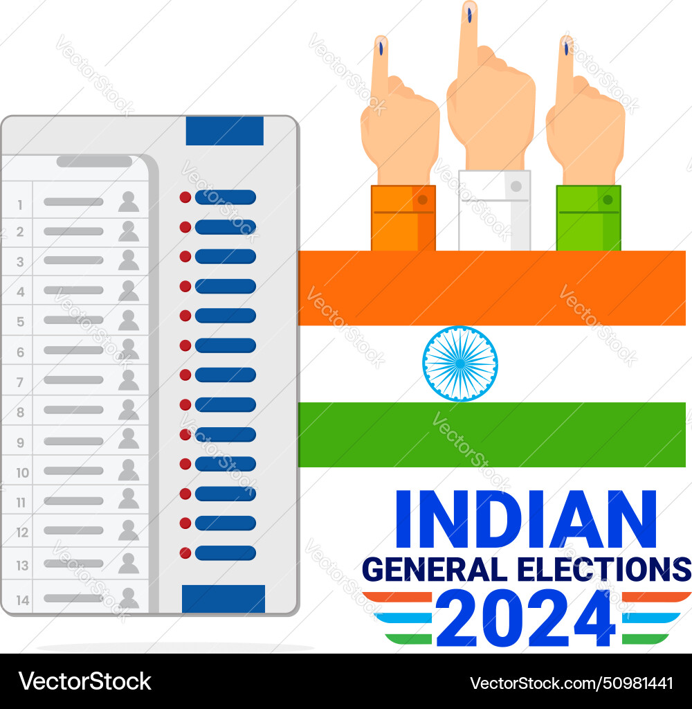 Indian general election campaign with evm machine Vector Image