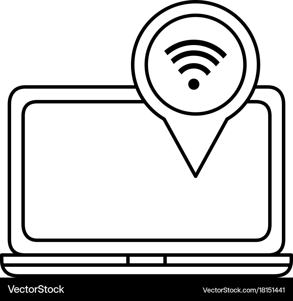 Laptop computer with wifi signal Vector Image