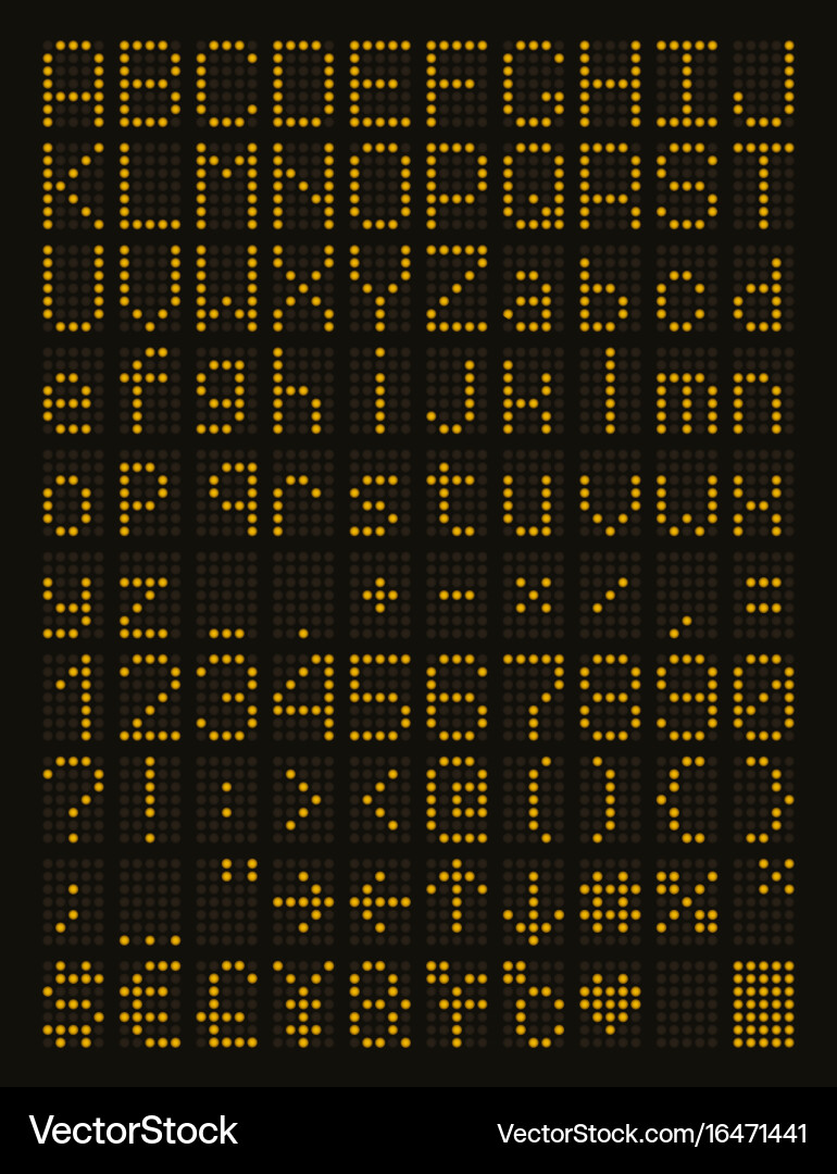 LED Alphabet and Numbers Display vector image