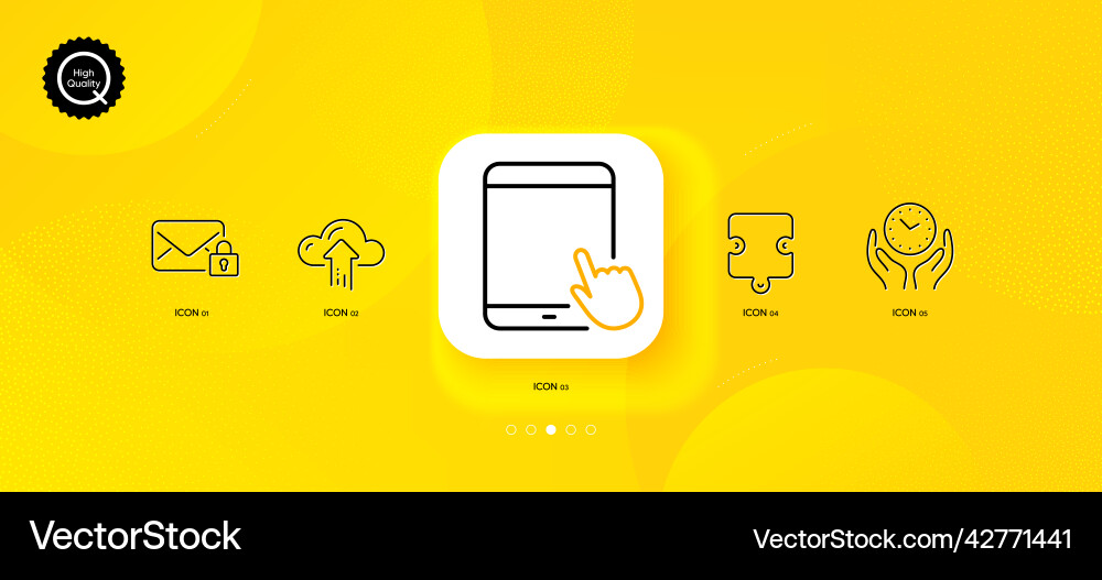 Puzzle safe time and secure mail minimal line Puzzle safe time and secure mail minimal line Vector Image