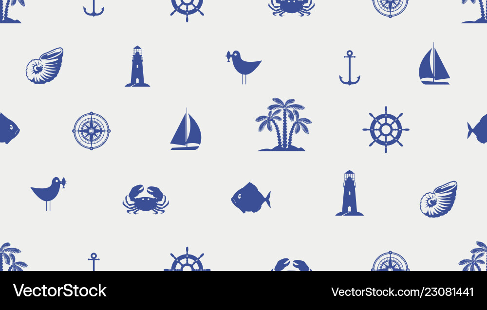Seamless background with cute sea objects Seamless background with cute sea objects vector image