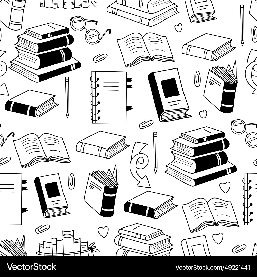 Seamless book pattern books notebooks notepad Seamless book pattern books notebooks notepad vector image
