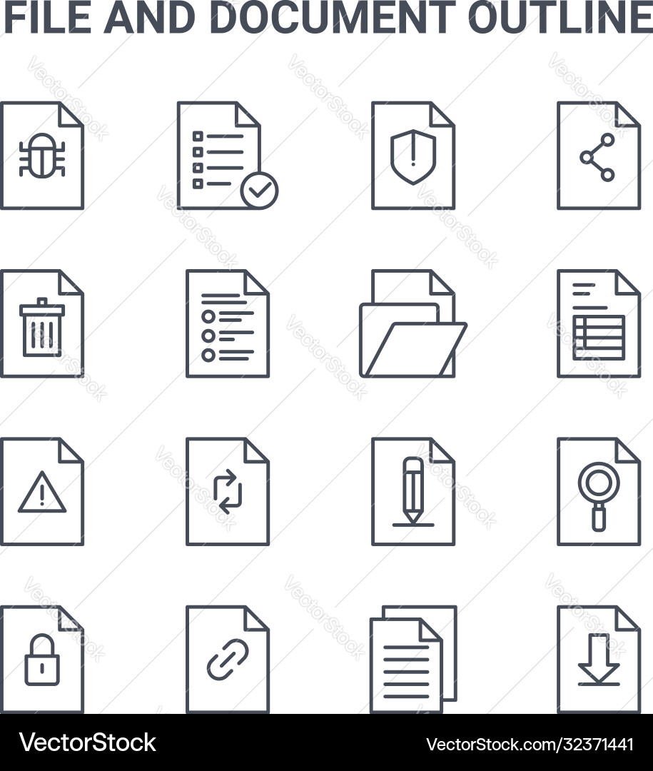 Set 16 file and document outline concept line Set 16 file and document outline concept line vector image