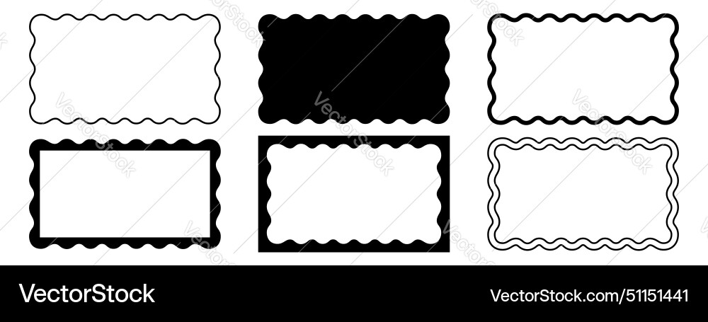 Set of different rectangle frames with wavy edges Set of different rectangle frames with wavy edges vector image