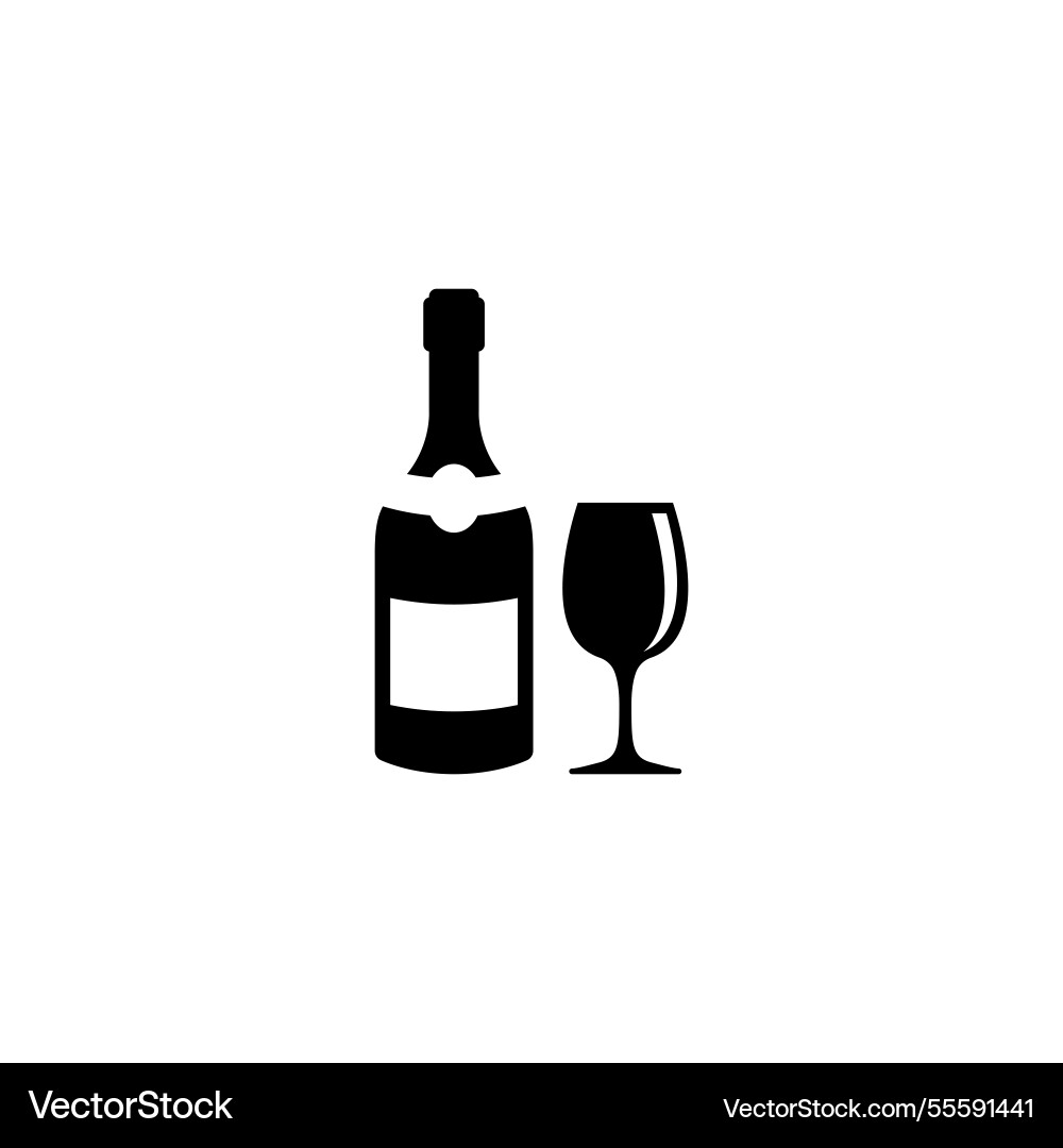 Silhouette of wine bottle and glass ideal for bar Silhouette of wine bottle and glass ideal for bar vector image