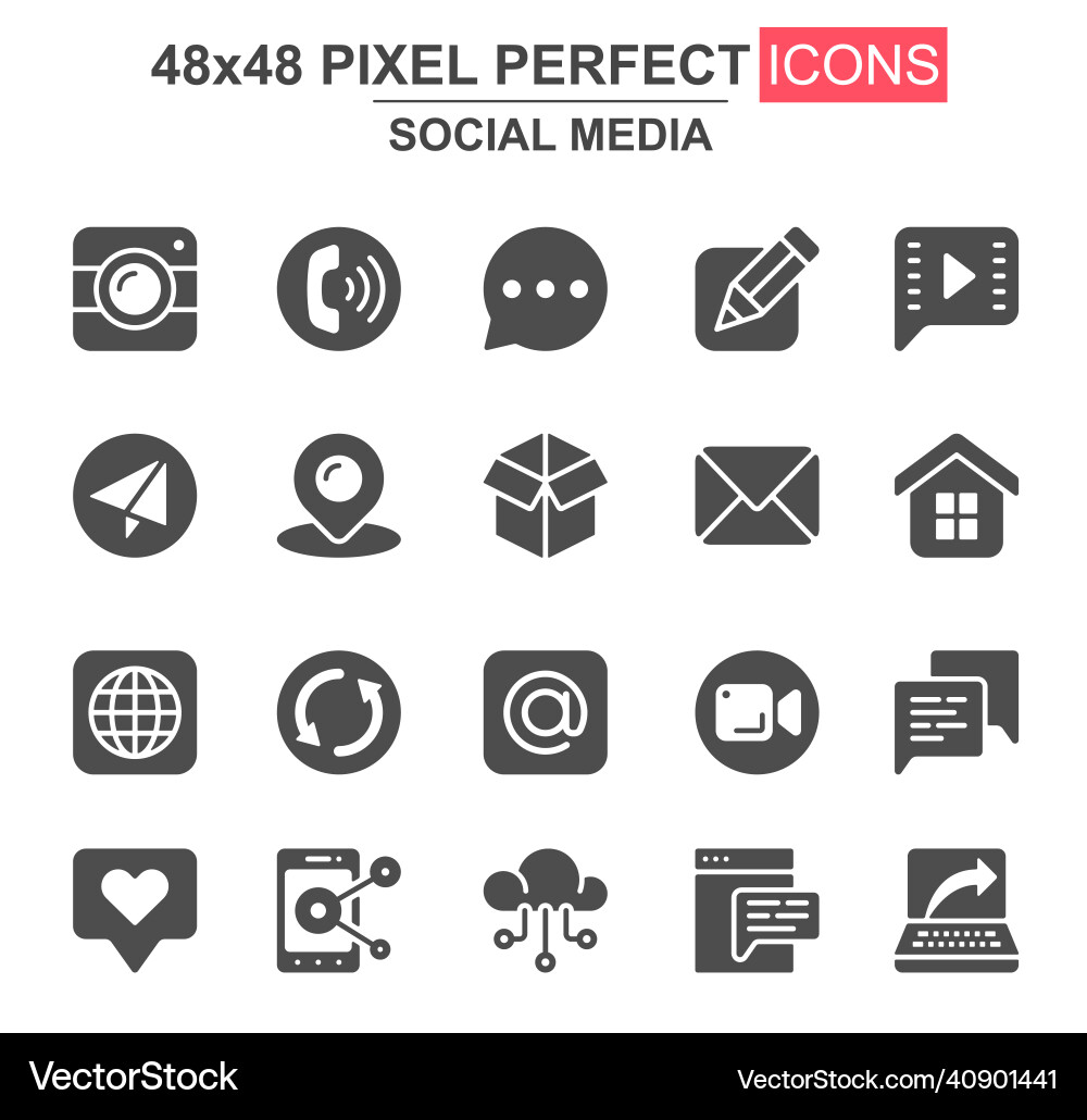 Social Media glyph icon set message call chat Vektorbild