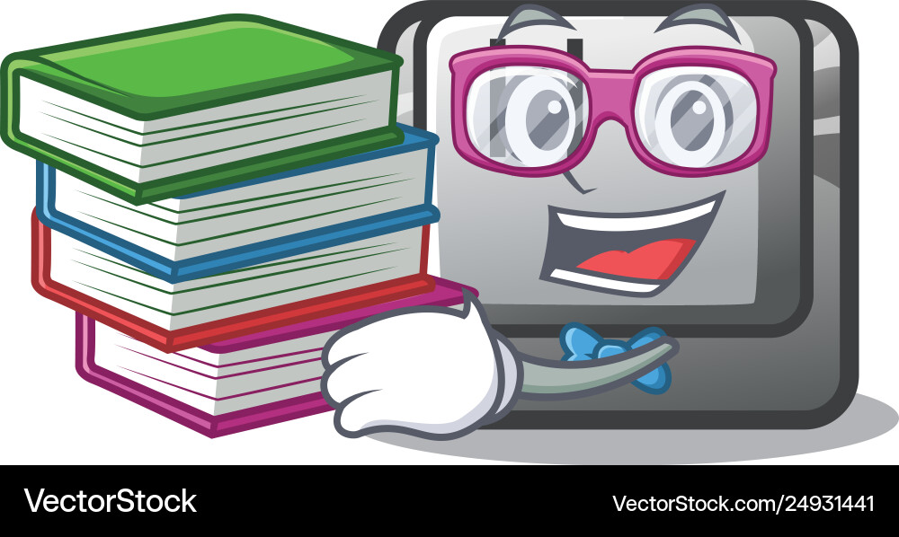 Student with book button h on a character Vector Image