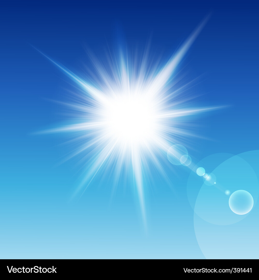 Sun Rays in Blue Sky Royalty Free Vector Image