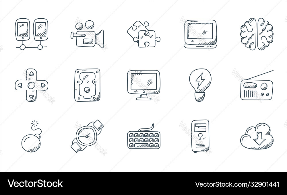 Technology line icons linear set quality Technology line icons linear set quality vector image