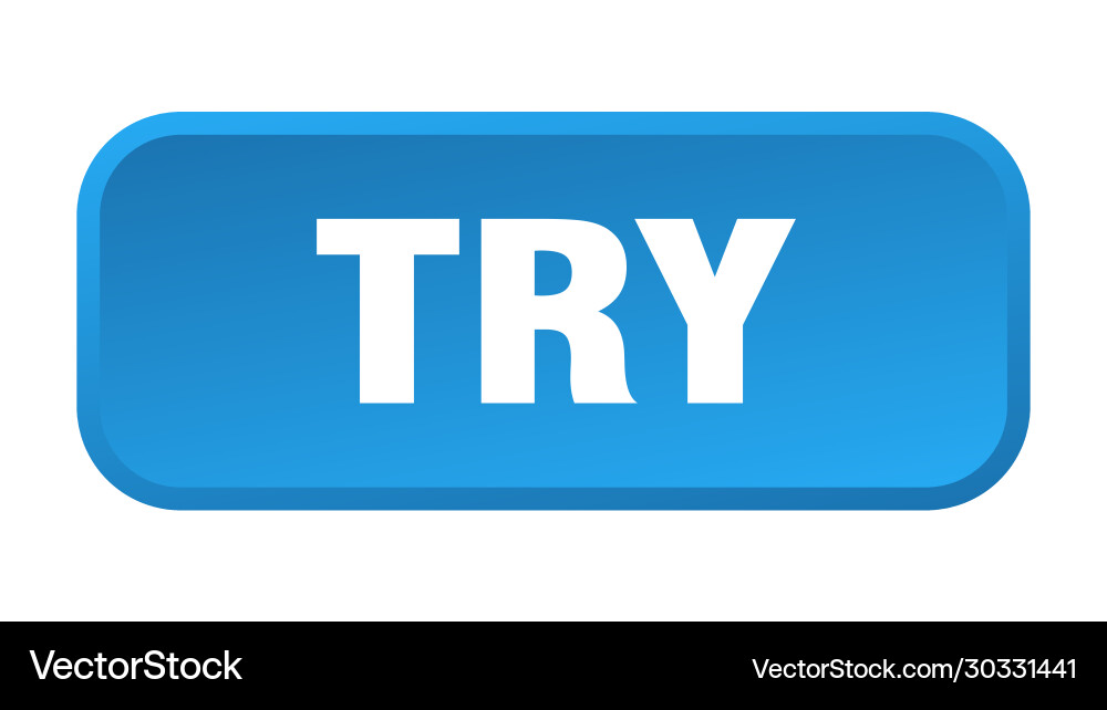 Try button square 3d push vector image