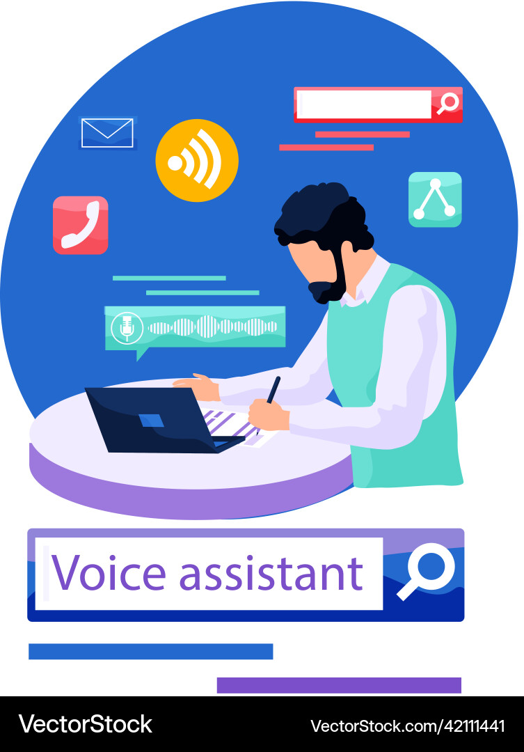 Voice assistant software agent perform tasks Voice assistant software agent perform tasks vector image