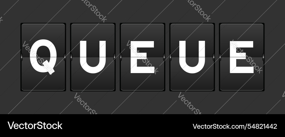 Black color analog flip board with word queue vector image