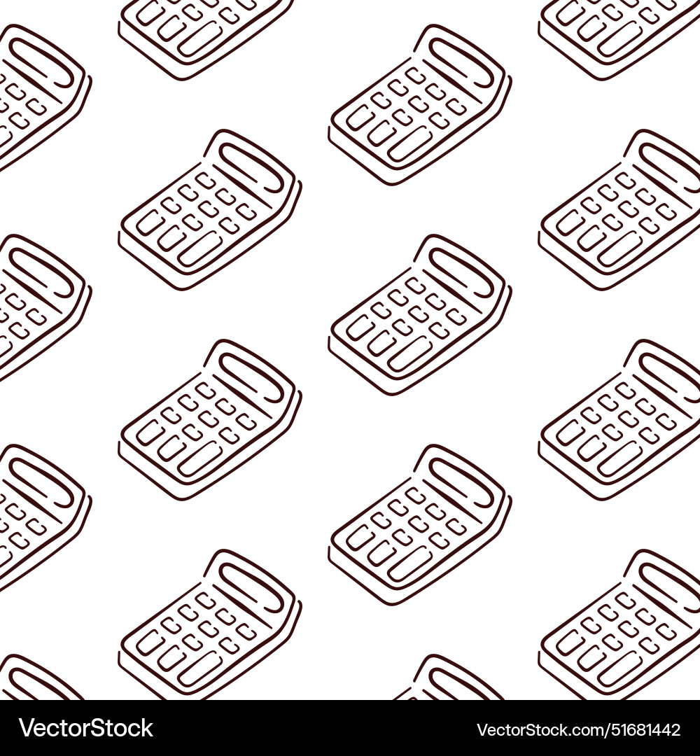 Calculator seamless pattern in line art style Calculator seamless pattern in line art style Vector Image