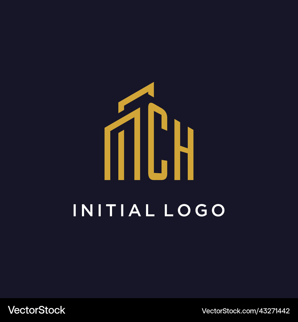 Ch initial monogram with building logo design Vector Image