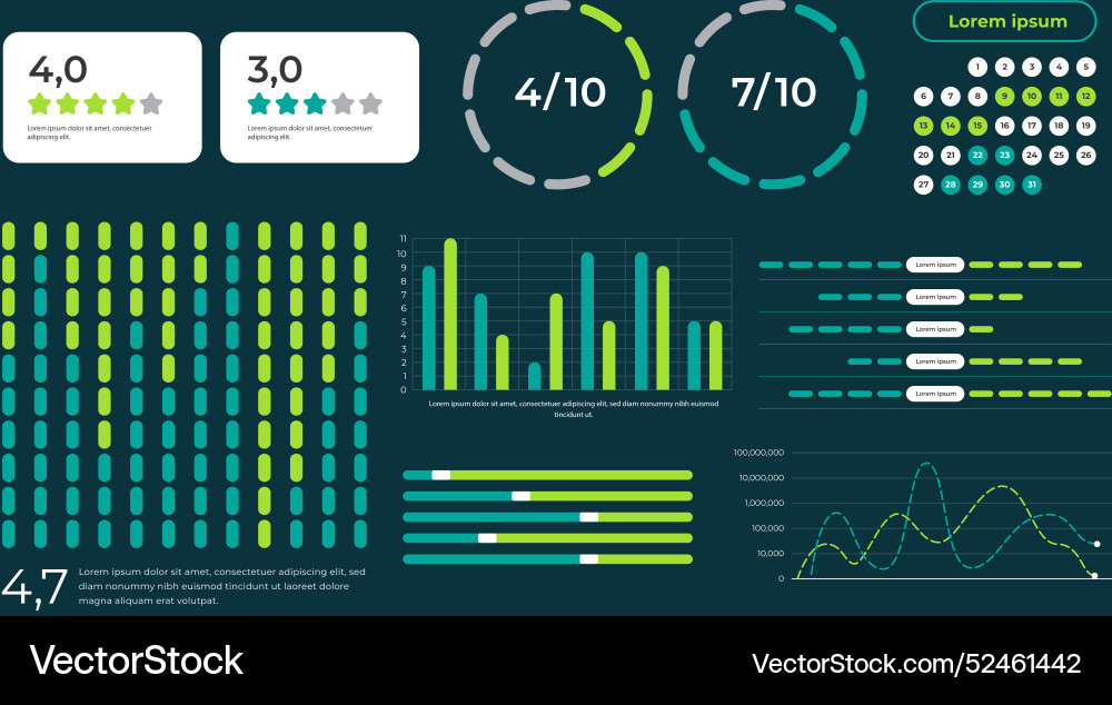 Dashboard element template set vector image