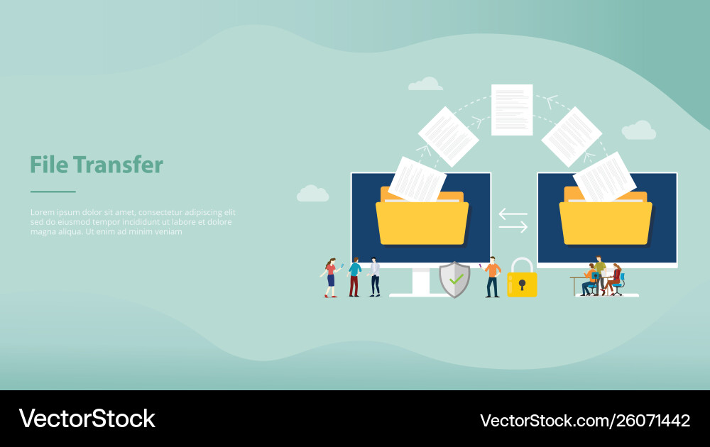 File transfer concept with folder and files File transfer concept with folder and files vector image