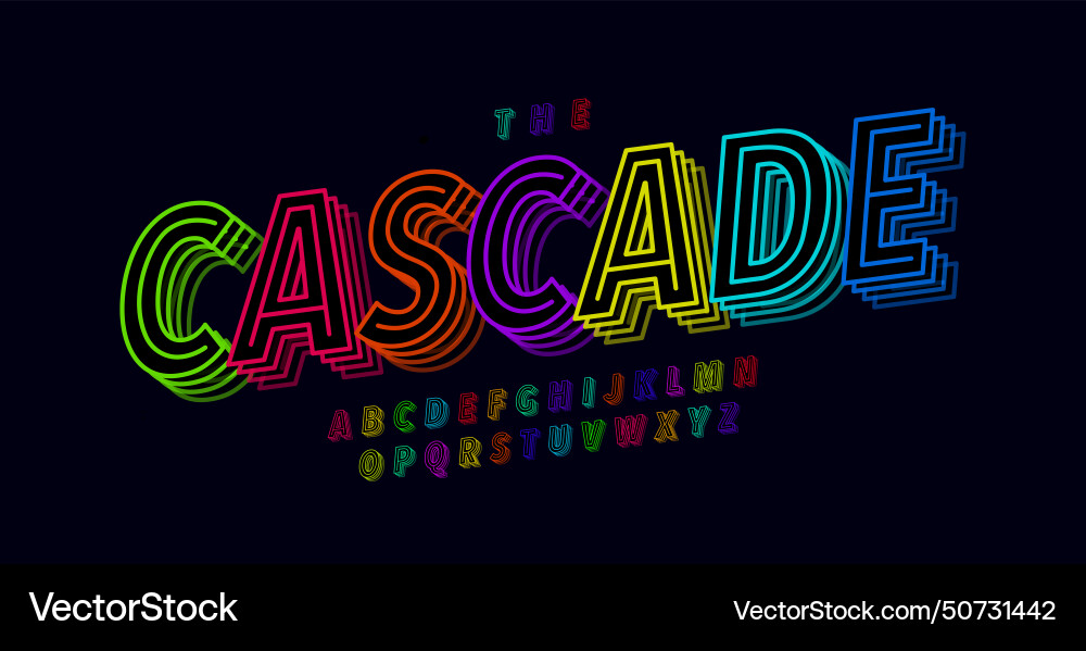 Neon glow alphabet bold linear letters vibrant Vector Image