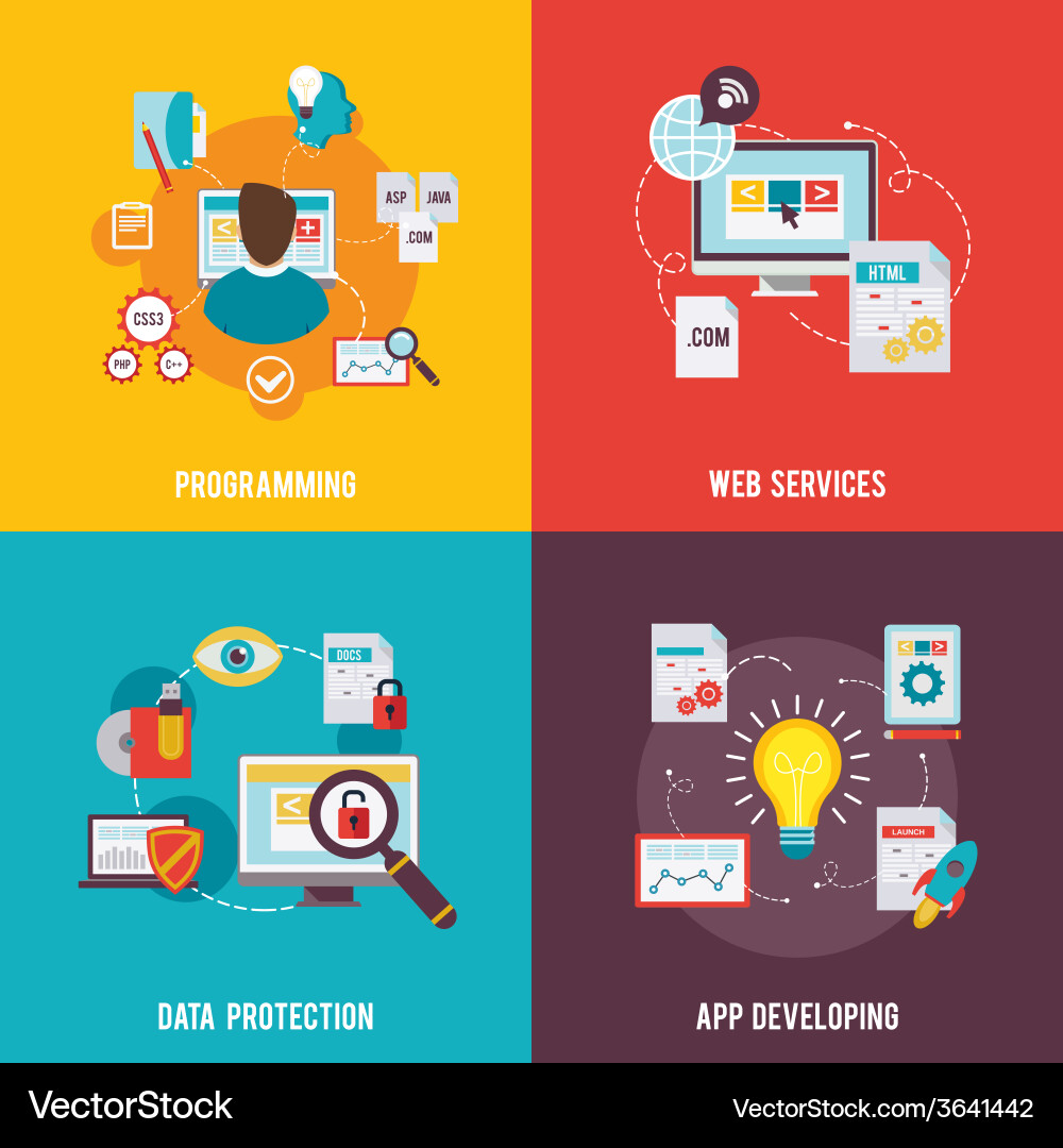 Programming Icons - Data & Protection vector image