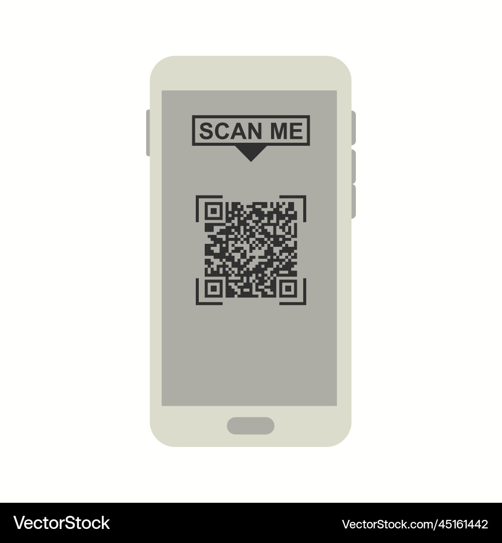 Qr code on smartphone screen handheld Qr code on smartphone screen handheld vector image