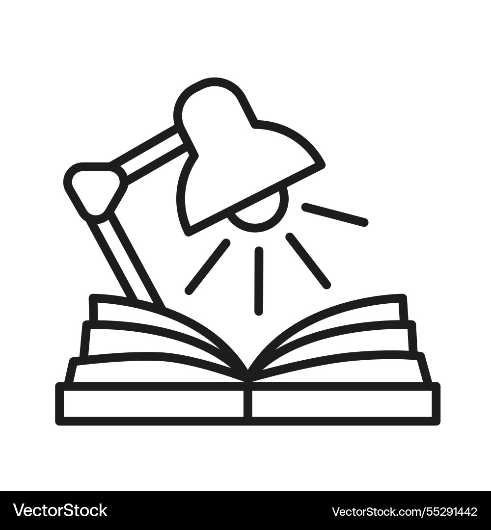 Reading by lamp library textbook icons Reading by lamp library textbook icons vector image