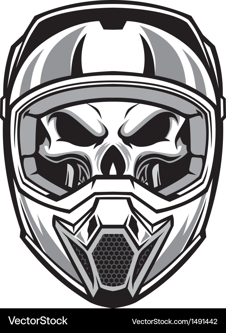 Skull wearing motocross helmet Royalty Free Vector Image