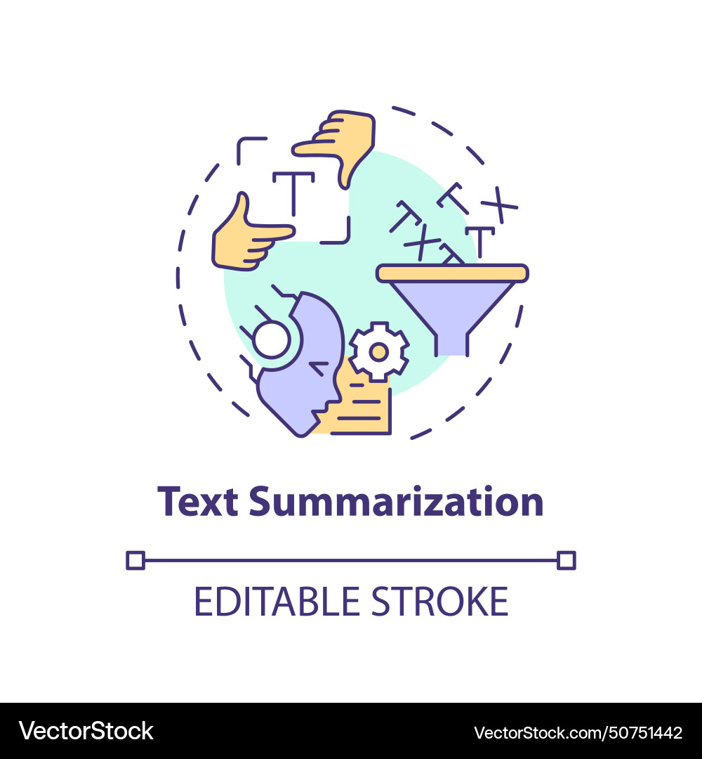 Text summarization multi color concept icon Text summarization multi color concept icon vector image