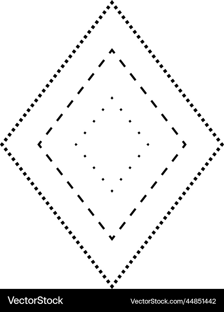 Tracing rhombus shape symbol dashed and dotted Tracing rhombus shape symbol dashed and dotted vector image