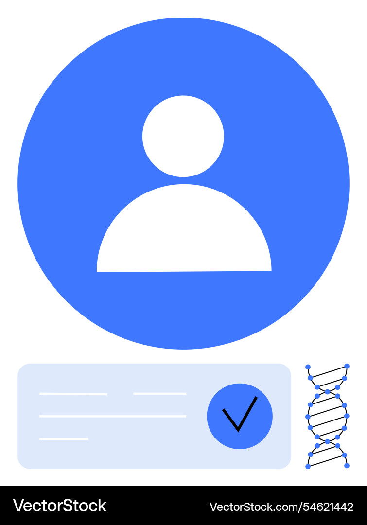 User profile with checkmark document and dna User profile with checkmark document and dna vector image
