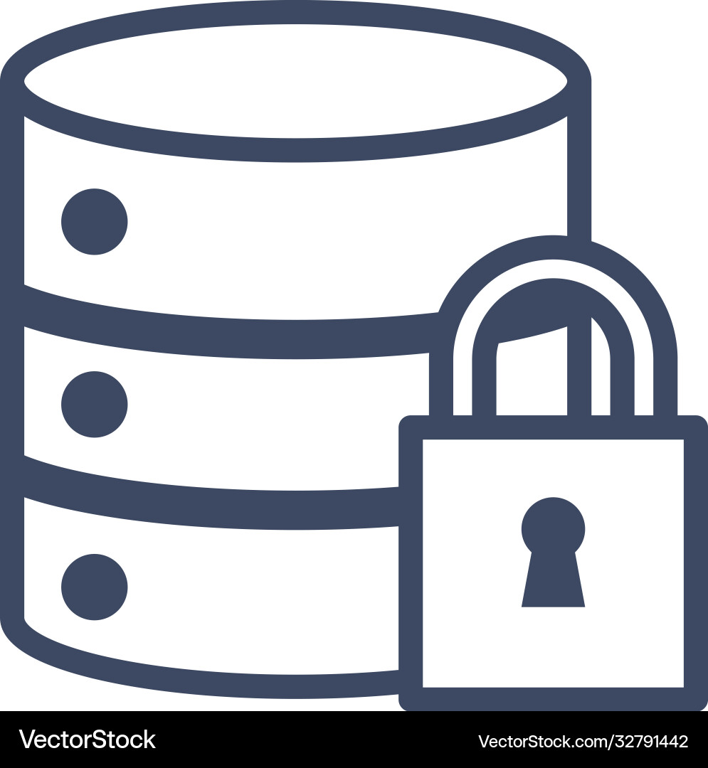 Web hosting with padlock line style icon vector image