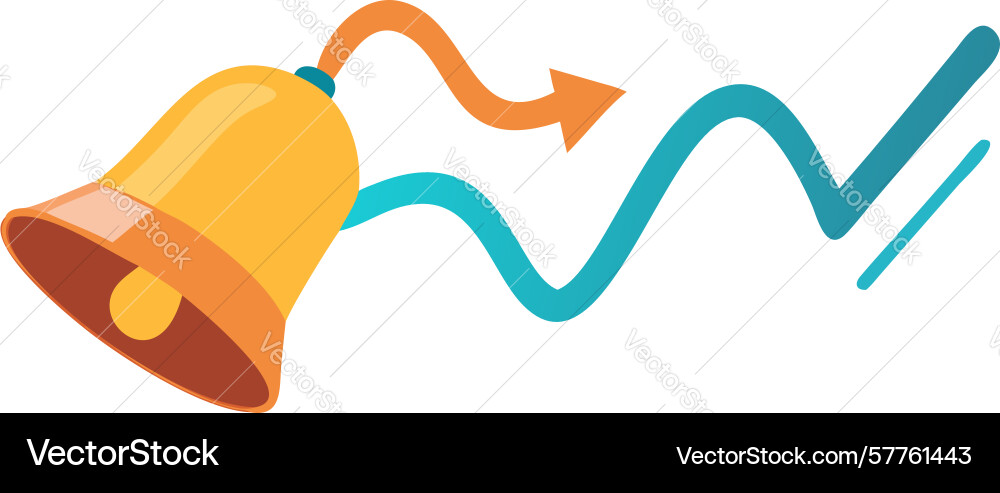 Bell with zigzag sound wave icon dynamic Vector Image