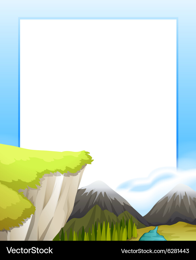 Border design with mountains view vector image