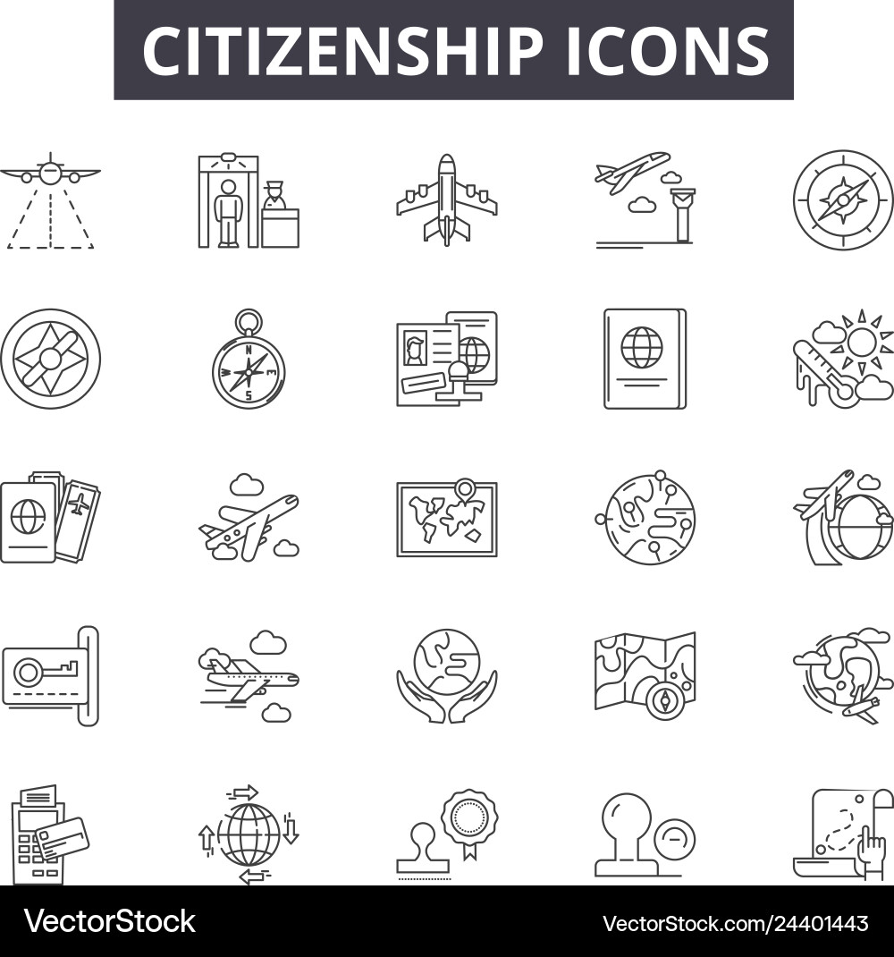 Citizenship line icons for web and mobile design Citizenship line icons for web and mobile design vector image
