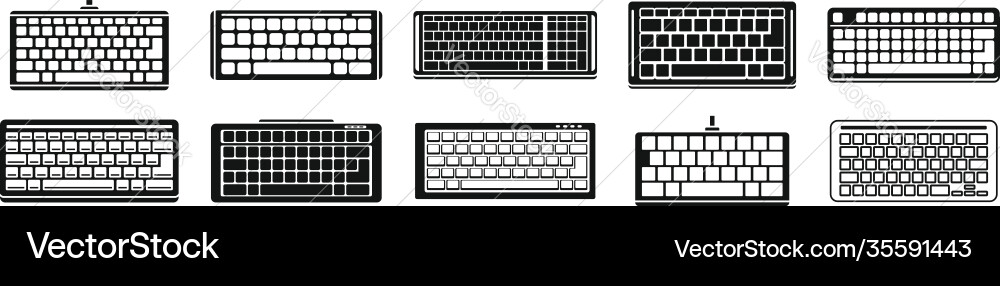 Computer keyboard icons set simple style Computer keyboard icons set simple style vector image