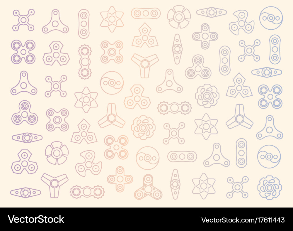 Design linear multicolored icons of fidget vector image