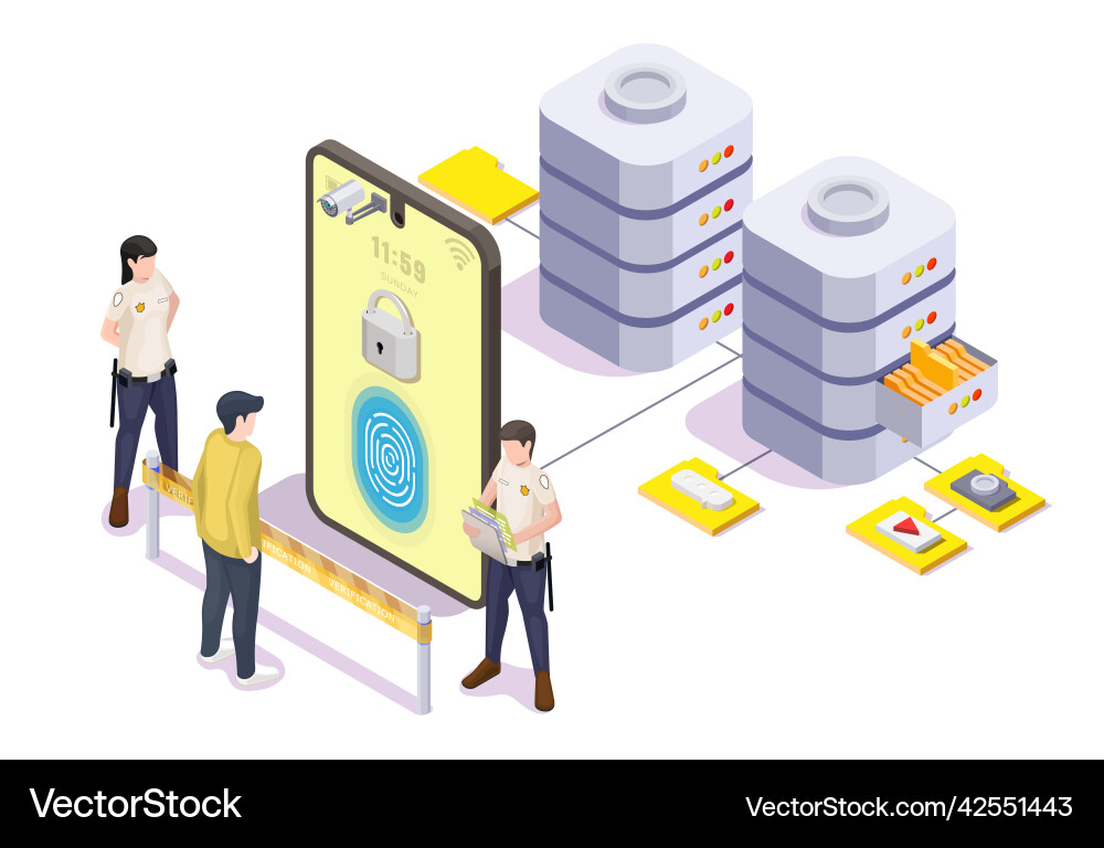 Fingerprint data access control system 3d Fingerprint data access control system 3d vector image