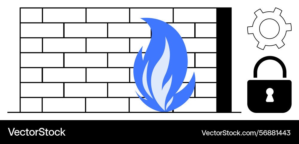 Firewall icon representing cybersecurity network vector image