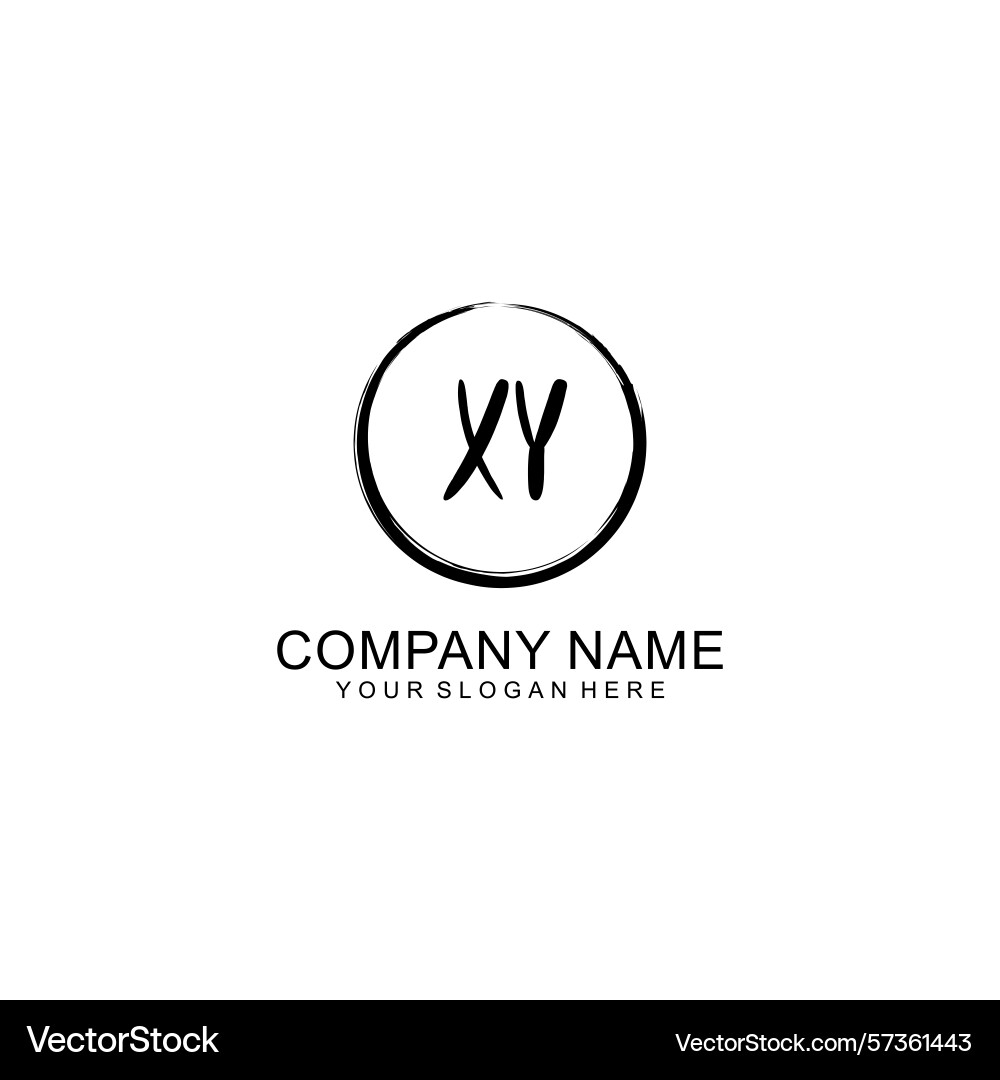 Handwritten xy initial logo with circle Handwritten xy initial logo with circle Vector Image