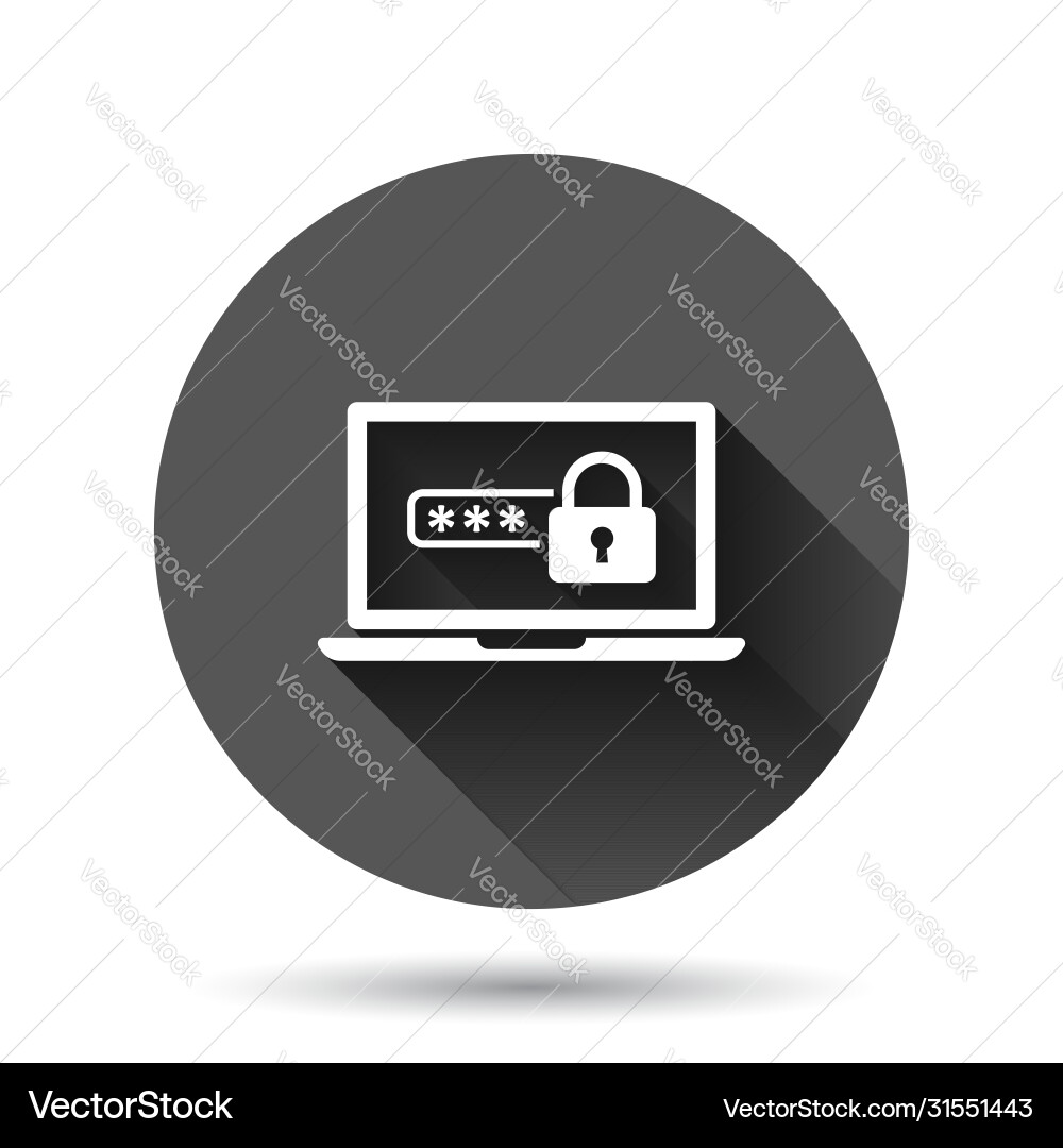Laptop with password icon in flat style computer Laptop with password icon in flat style computer vector image