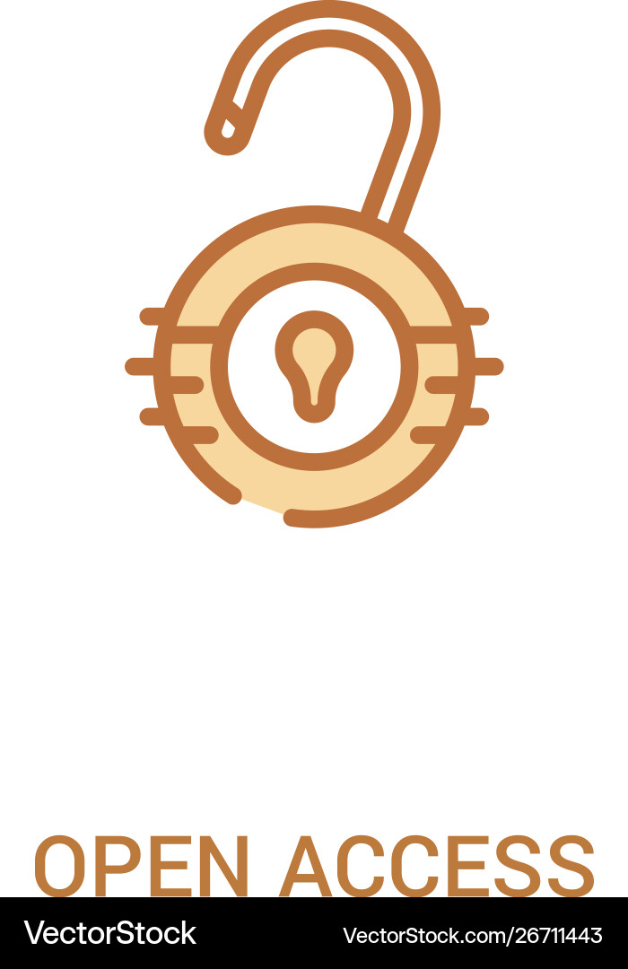 Open access concept 2 colored icon simple line vector image
