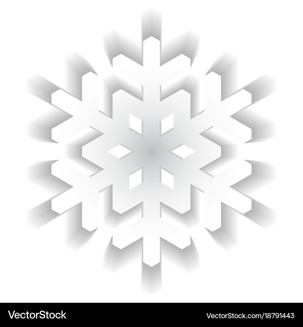 Paper snowflake with long shadow design isolated vector image