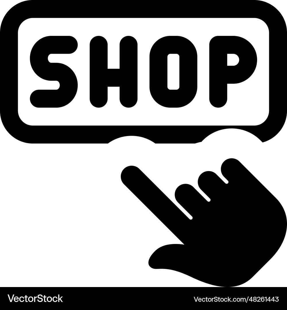 Pointer dragged on shop option in website vector image