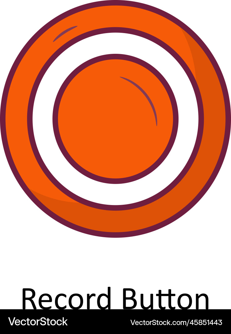 Record button solid fill outline icon design illus vector image