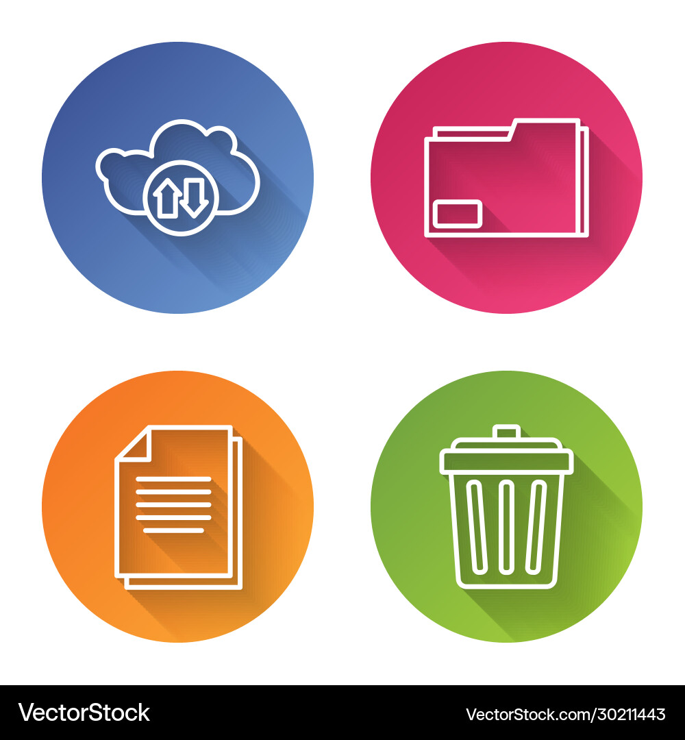 Set line cloud download and upload document Vector Image