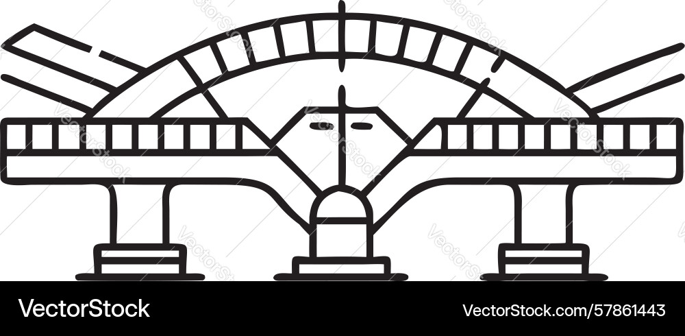 Strong arch bridge structure outline design Vector Image