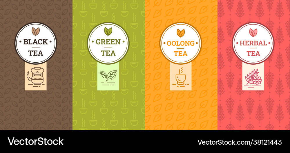 Templates packaging tea with thin line icons set Templates packaging tea with thin line icons set vector image
