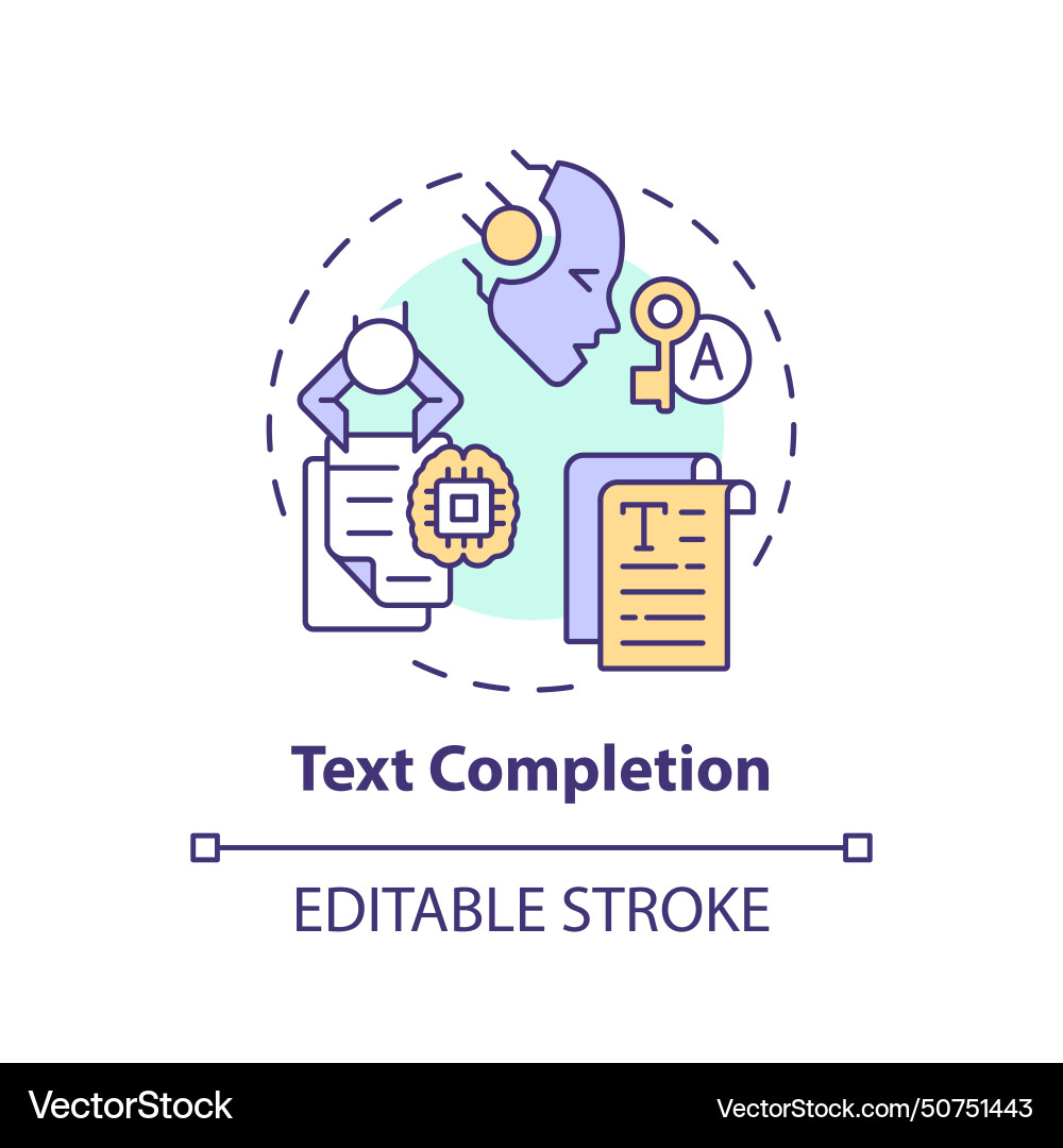 Text completion multi color concept icon Text completion multi color concept icon Vector Image