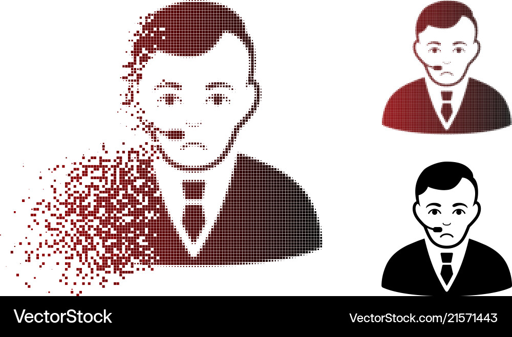 Unhappy dissolved pixelated halftone operator icon Unhappy dissolved pixelated halftone operator icon vector image