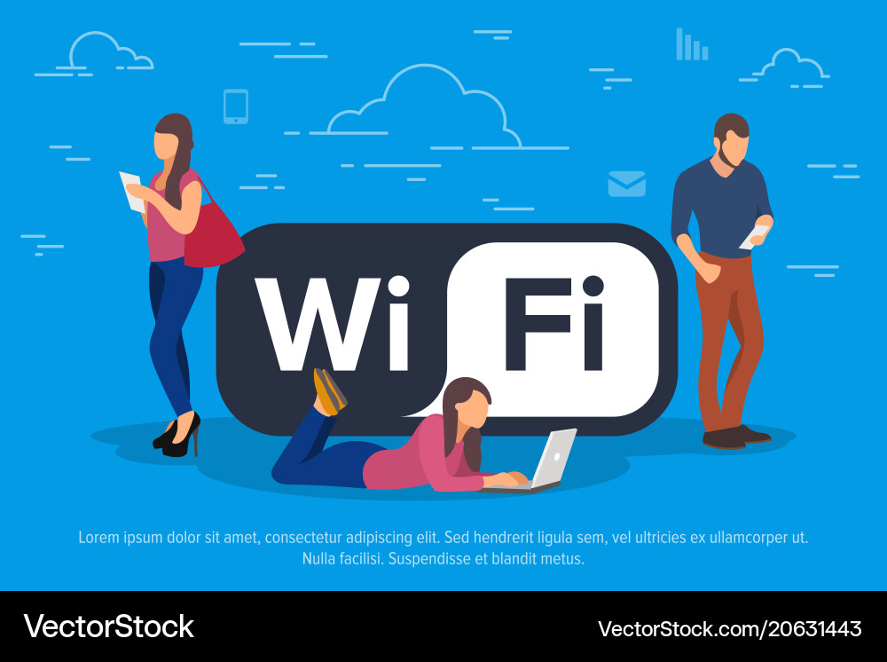 Wi-Fi-Konzept Menschen mit Wi-Fi-Konzept Menschen mit Vektorbild