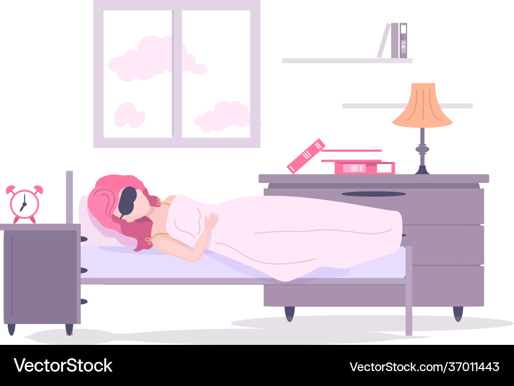 Woman sleeping in her bed lady sleep his room Woman sleeping in her bed lady sleep his room vector image